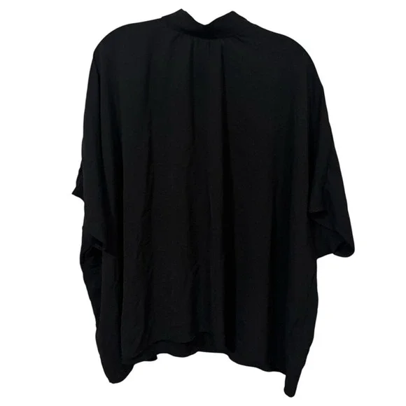 Pixi + Ivy Black Boxy Short Sleeve Tunic with High Neck Mock Neck Collar - Picture 1 of 7